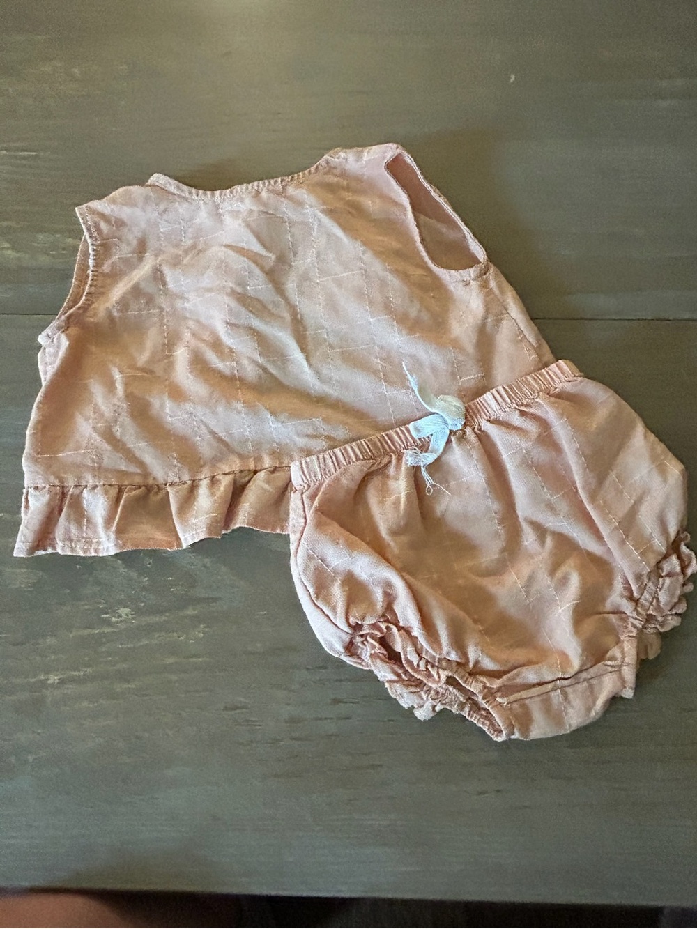 Girls Dusty Pink Ruffle Top & Bloomers Set